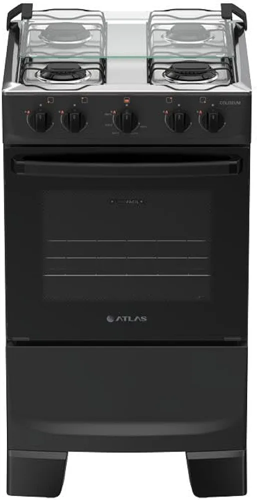 Fogão 4 Bocas Atlas Coliseum Plus Mesa de Inox A Gás Manual